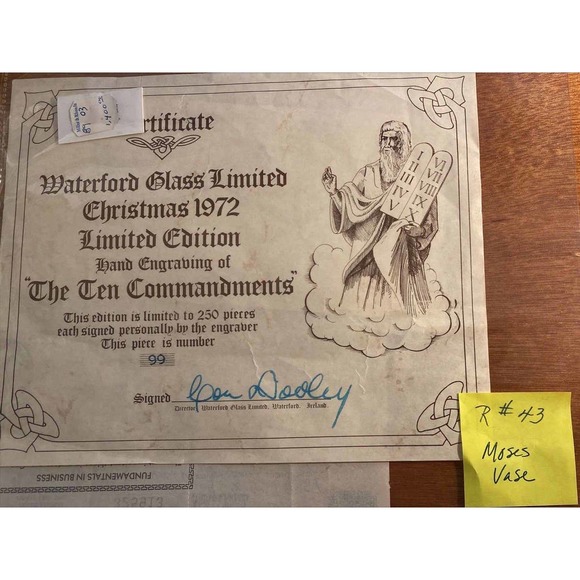 Ten Commandments Waterford Crystal Vase - Rare - Picture 9 of 9